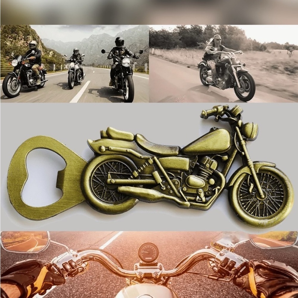 Vintage look alloy Motorcycle Bottle Opener - Gold